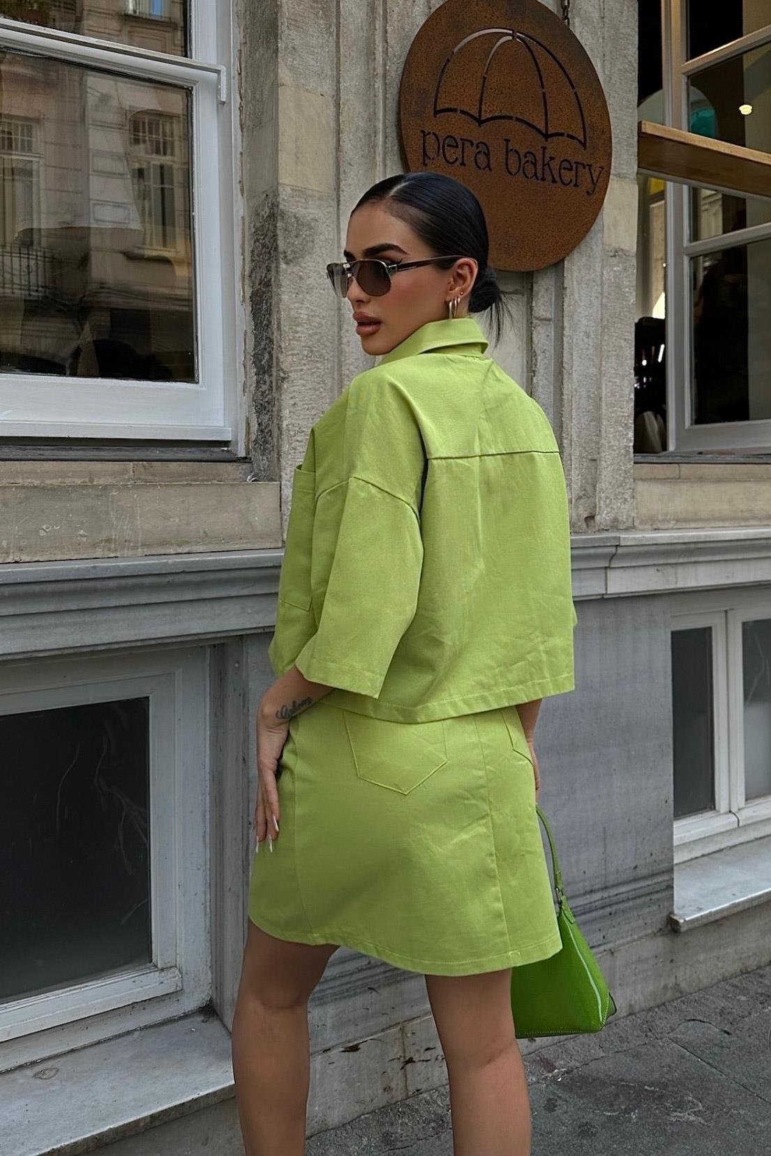 Naomi Gabardine Skirt Suit Green