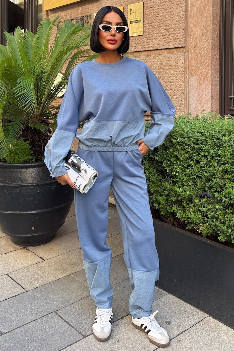 Parachute Garnish Modal Suit Blue