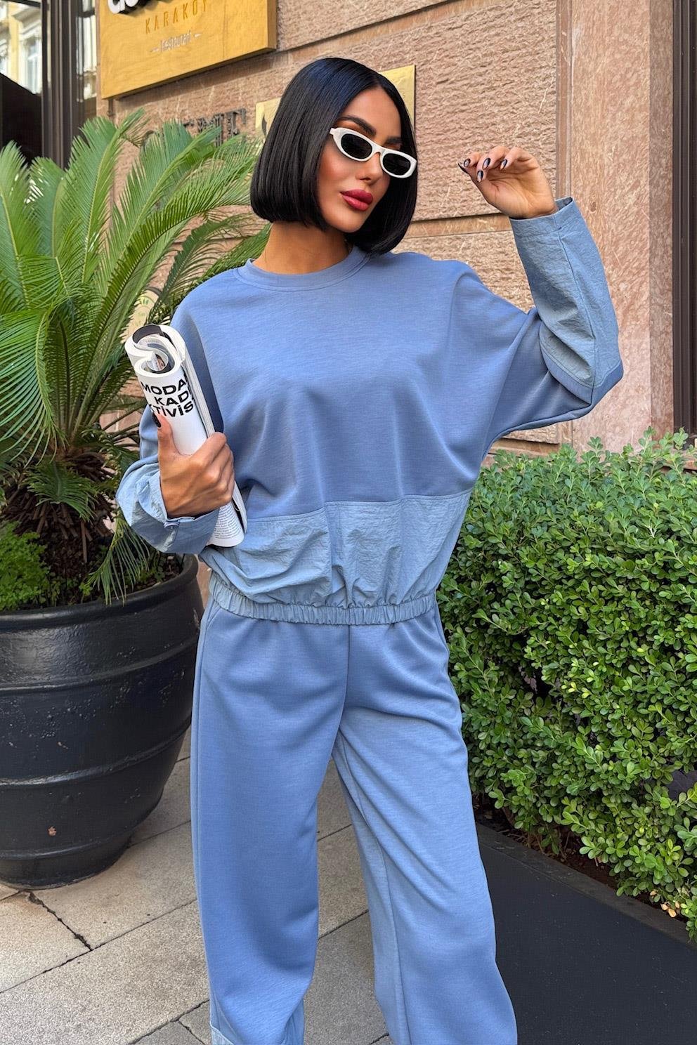 Parachute Garnish Modal Suit Blue