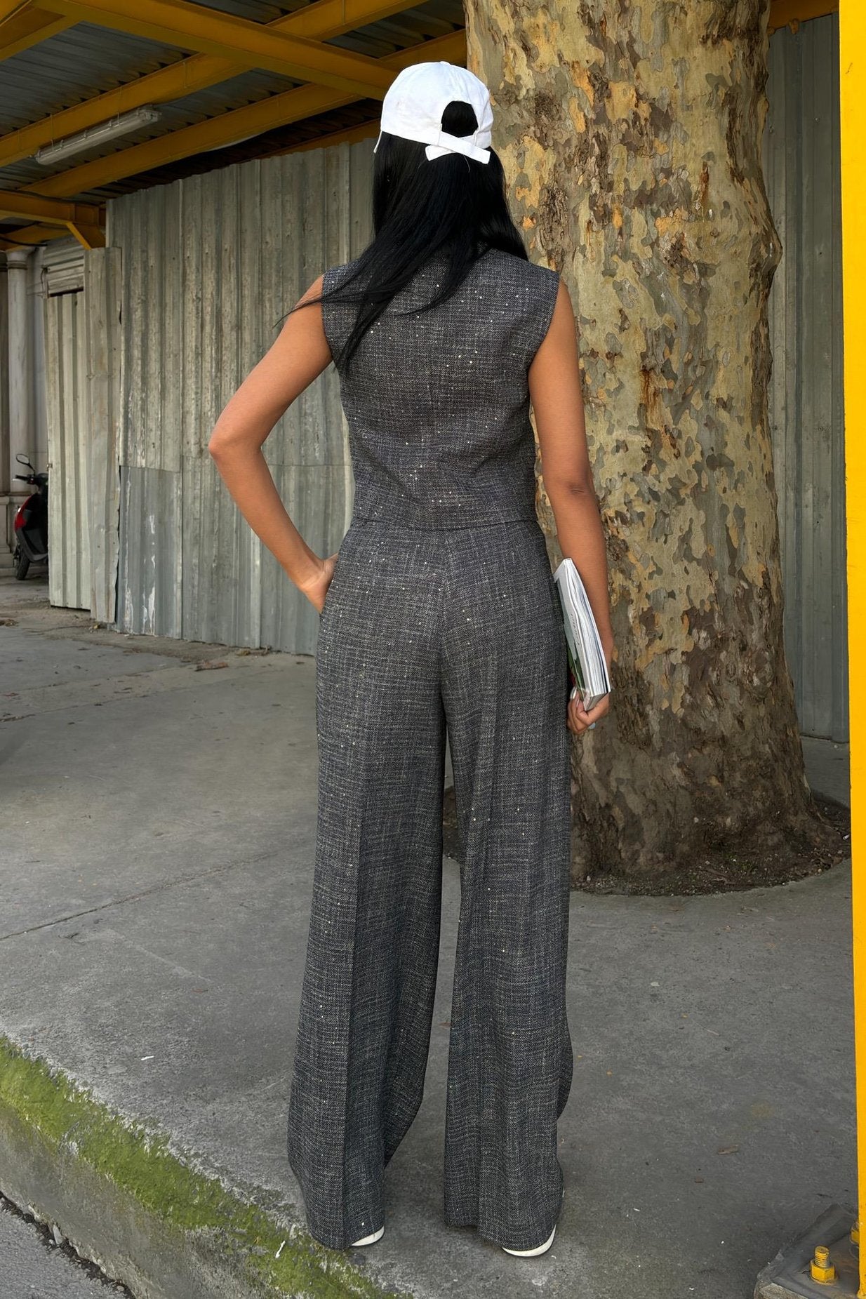 Sequined and Glittery Vest Suit