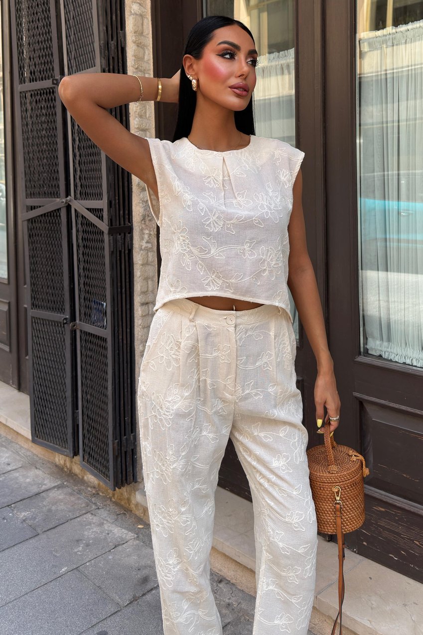 Shalina Süzüne Embroidered Crop Suit 9796-08