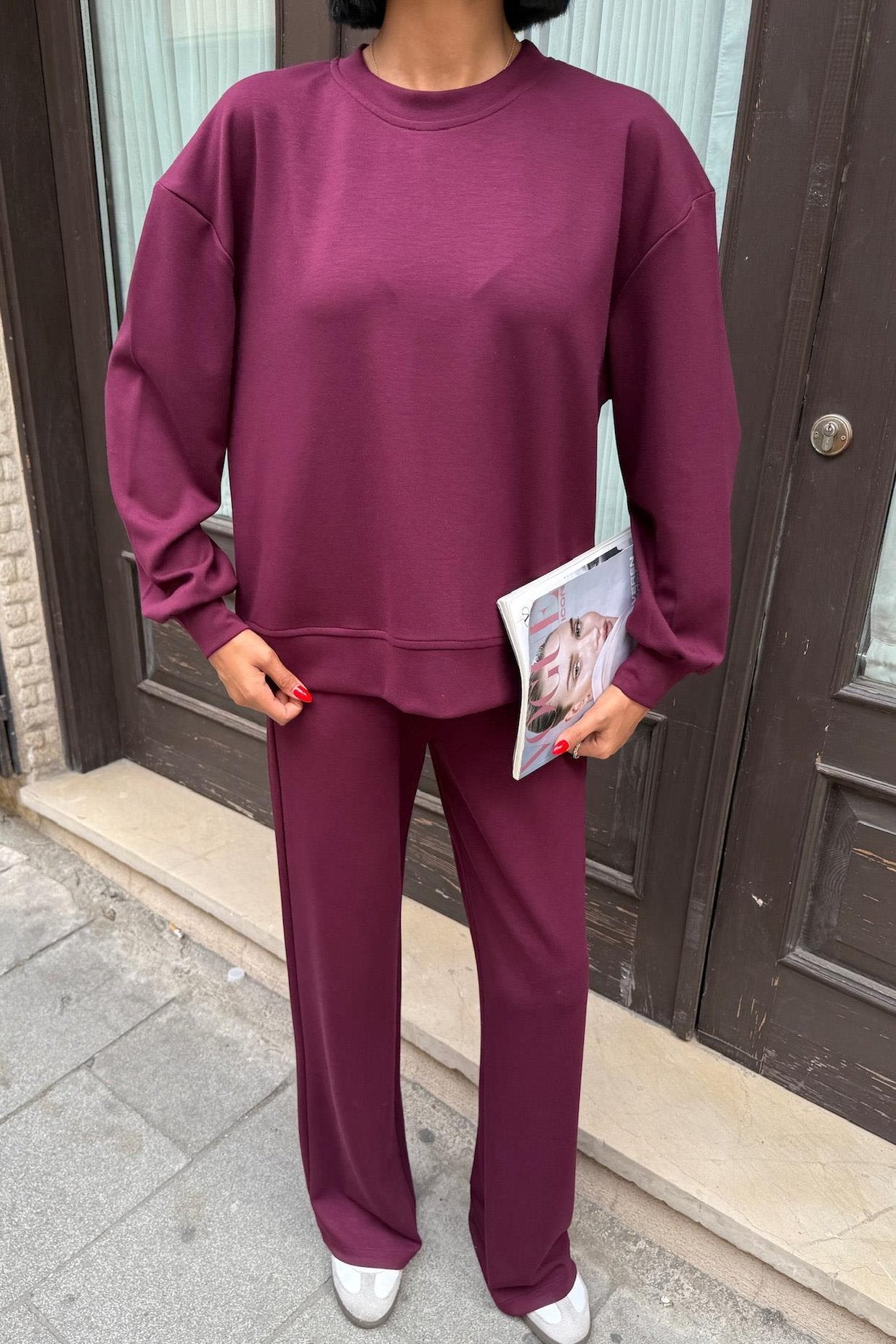 Modal Suit with Back Accessory Decollete Dark Pink
