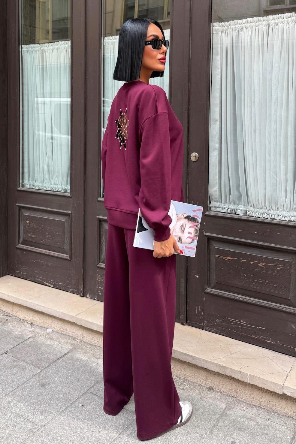 Modal Suit with Back Accessory Decollete Dark Pink