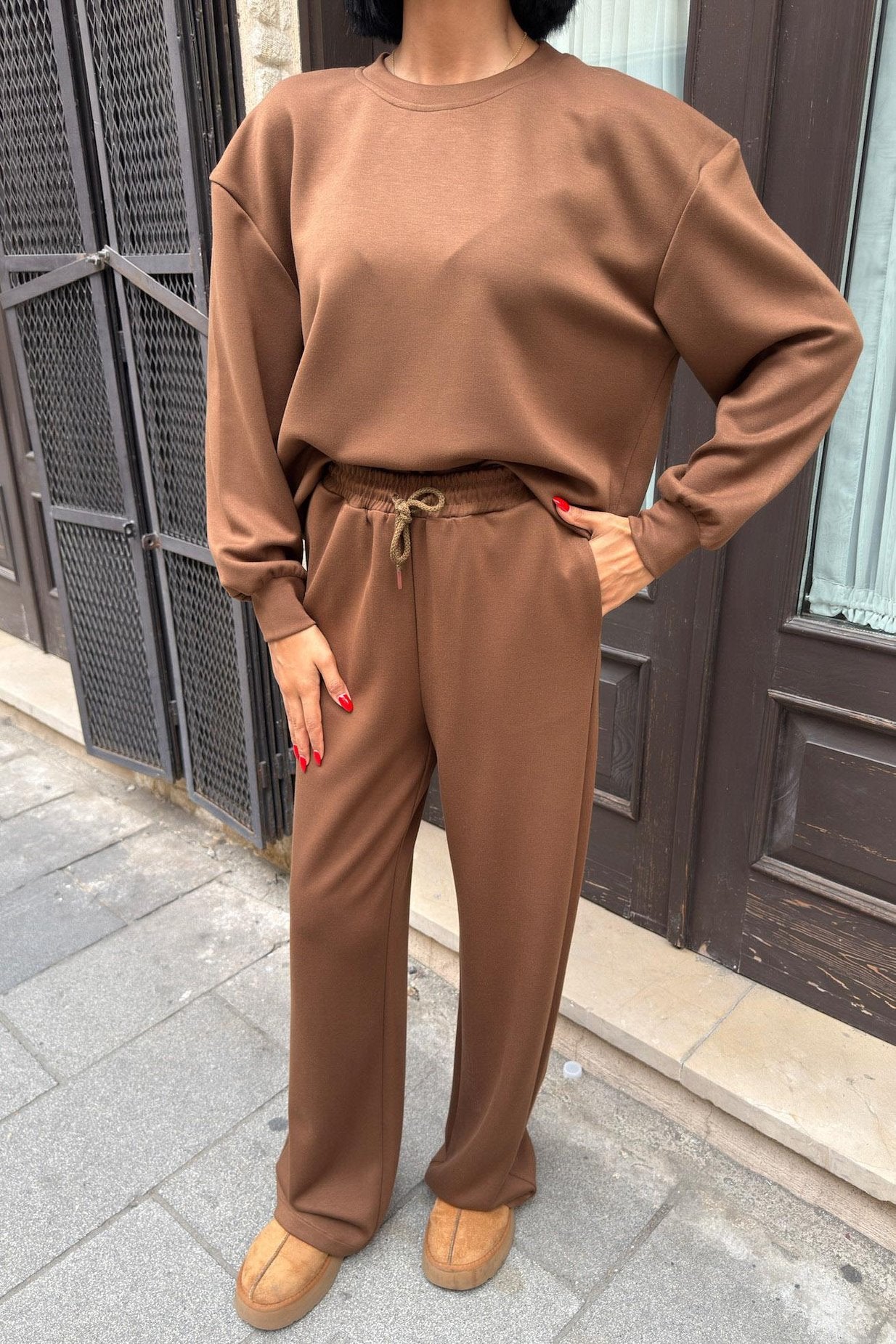 Modal Suit with Back Accessory Decollete Brown