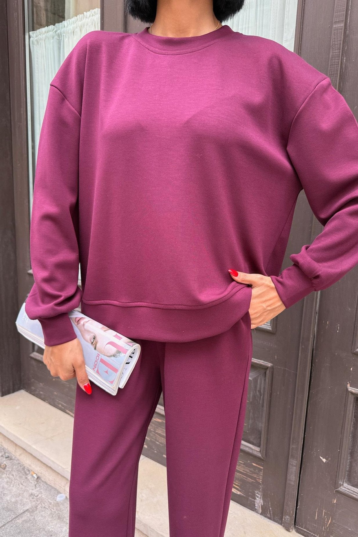 Modal Suit with Back Accessory Decollete Dark Pink