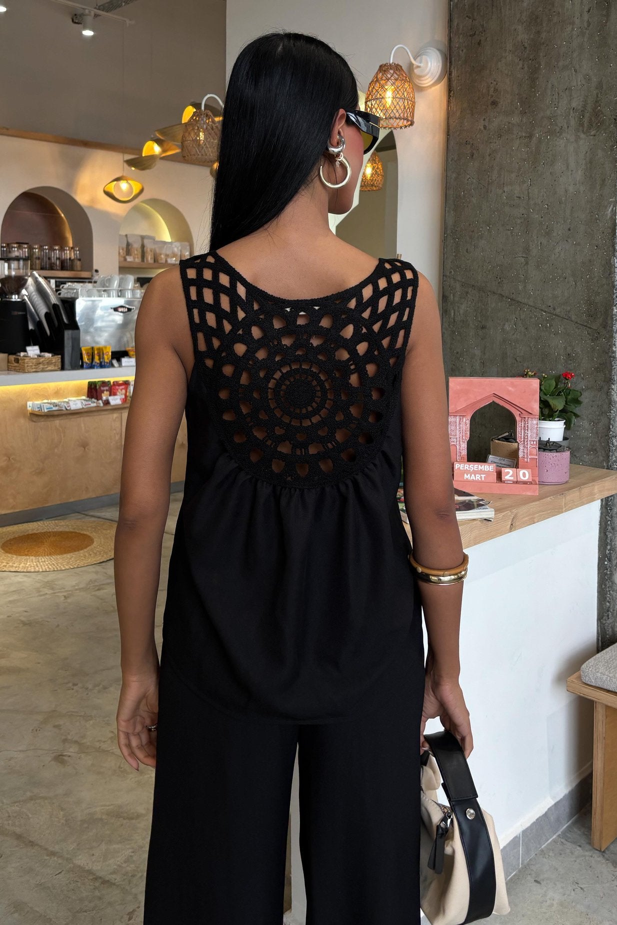 Comfortable Laced Backless Suit Black