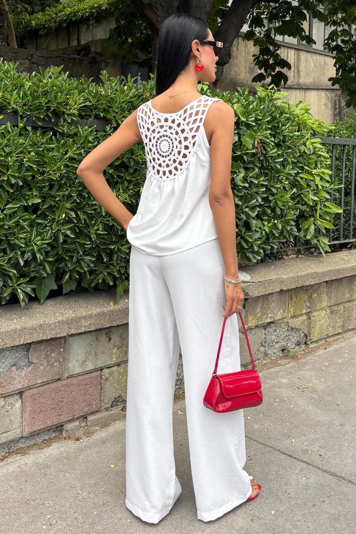Comfortable Laced Backless Suit White