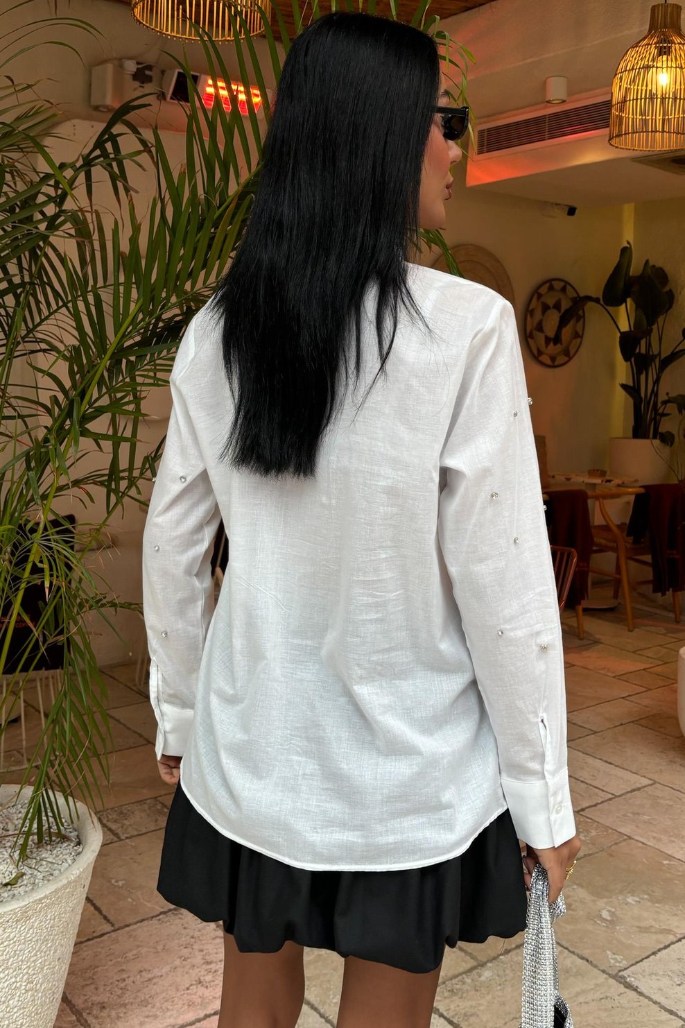Stone-Padded Voile Shirt