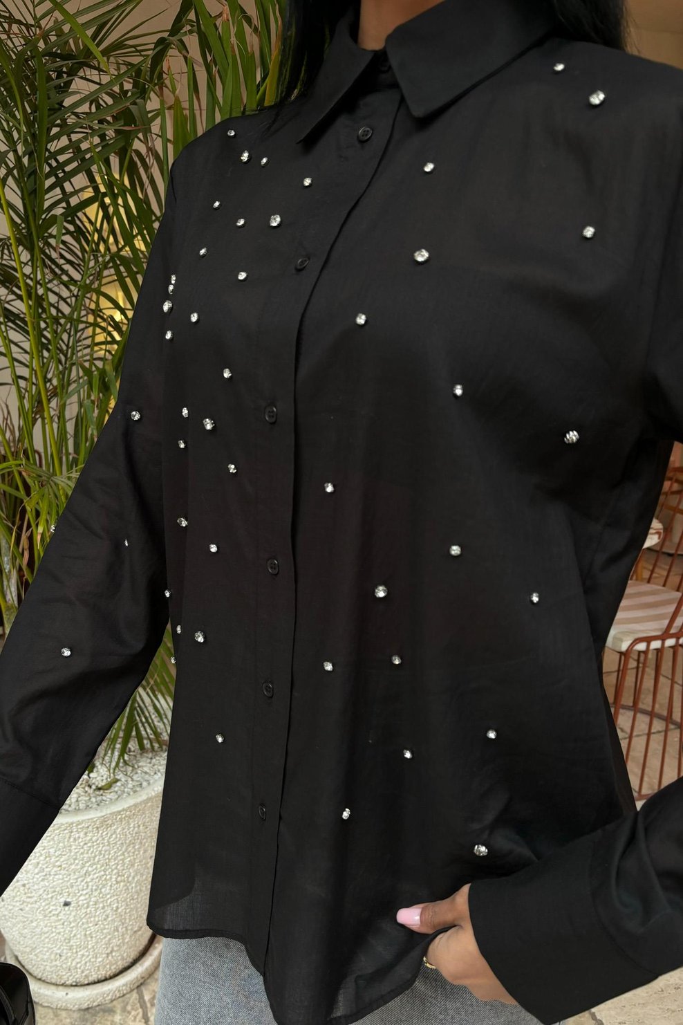 Stone-Padded Voile Shirt
