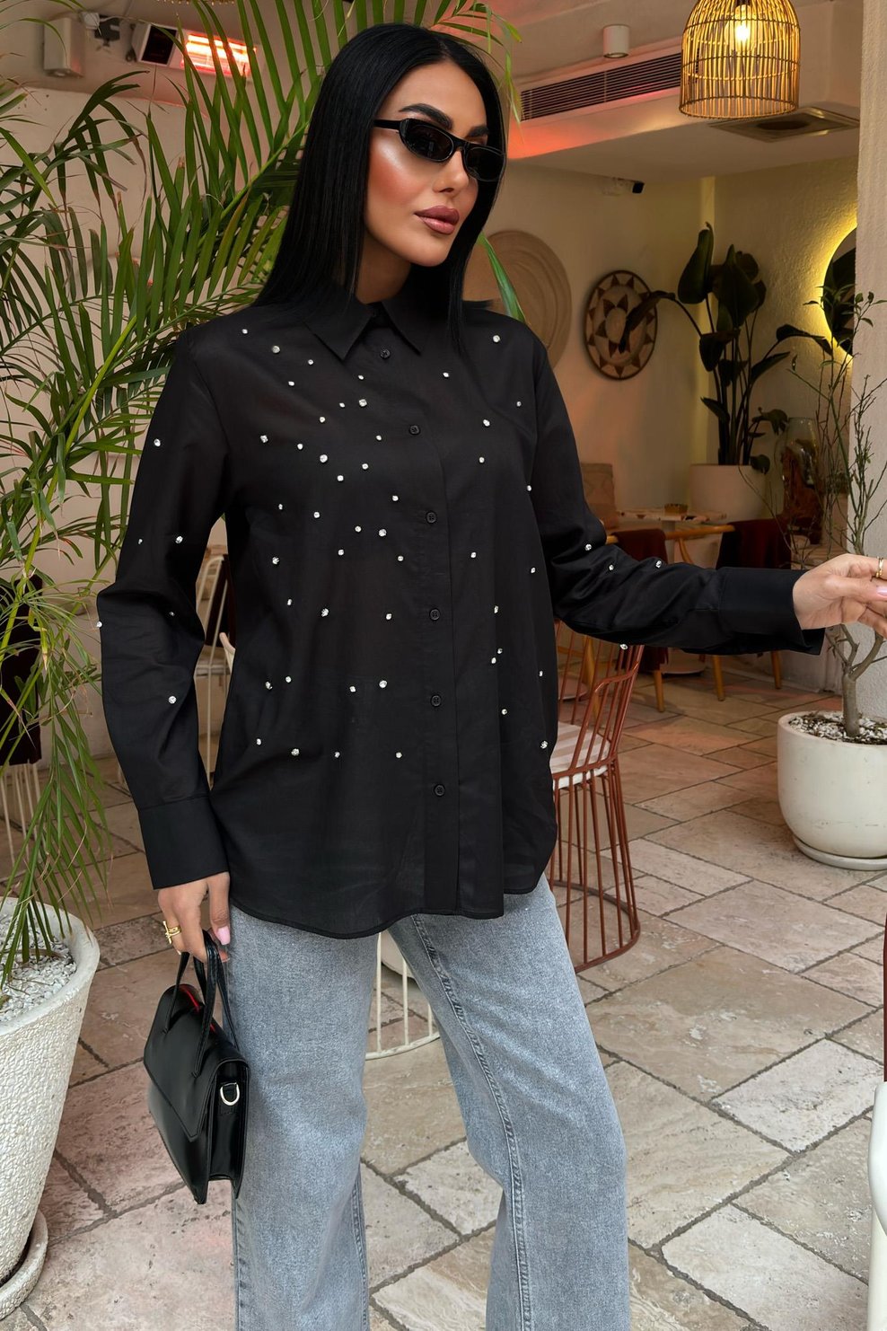 Stone-Padded Voile Shirt
