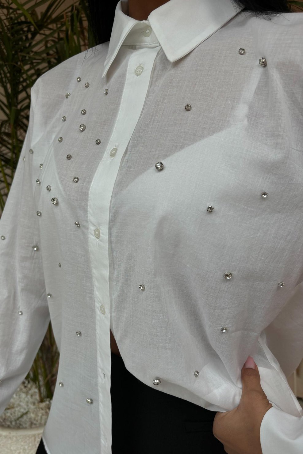 Stone-Padded Voile Shirt