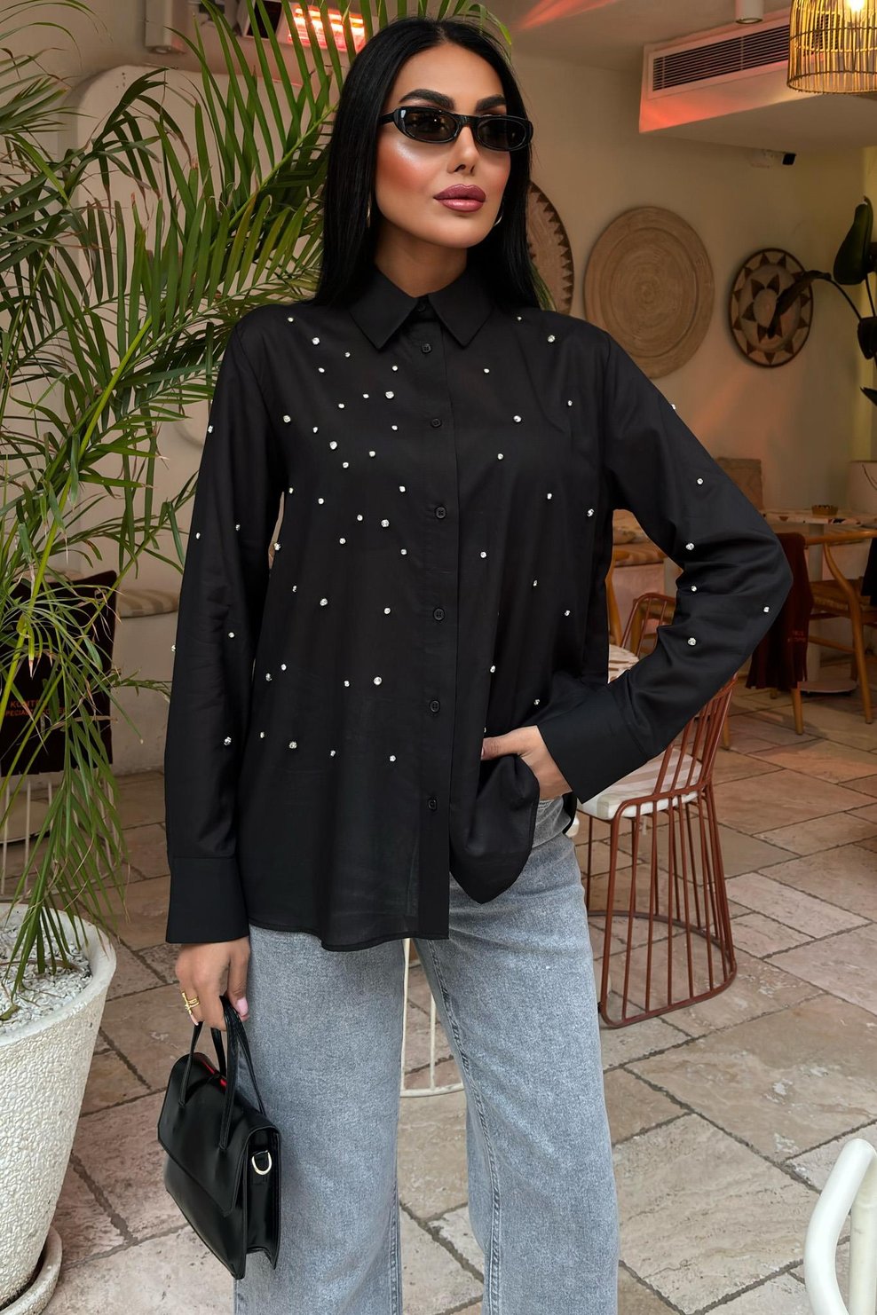 Stone-Padded Voile Shirt