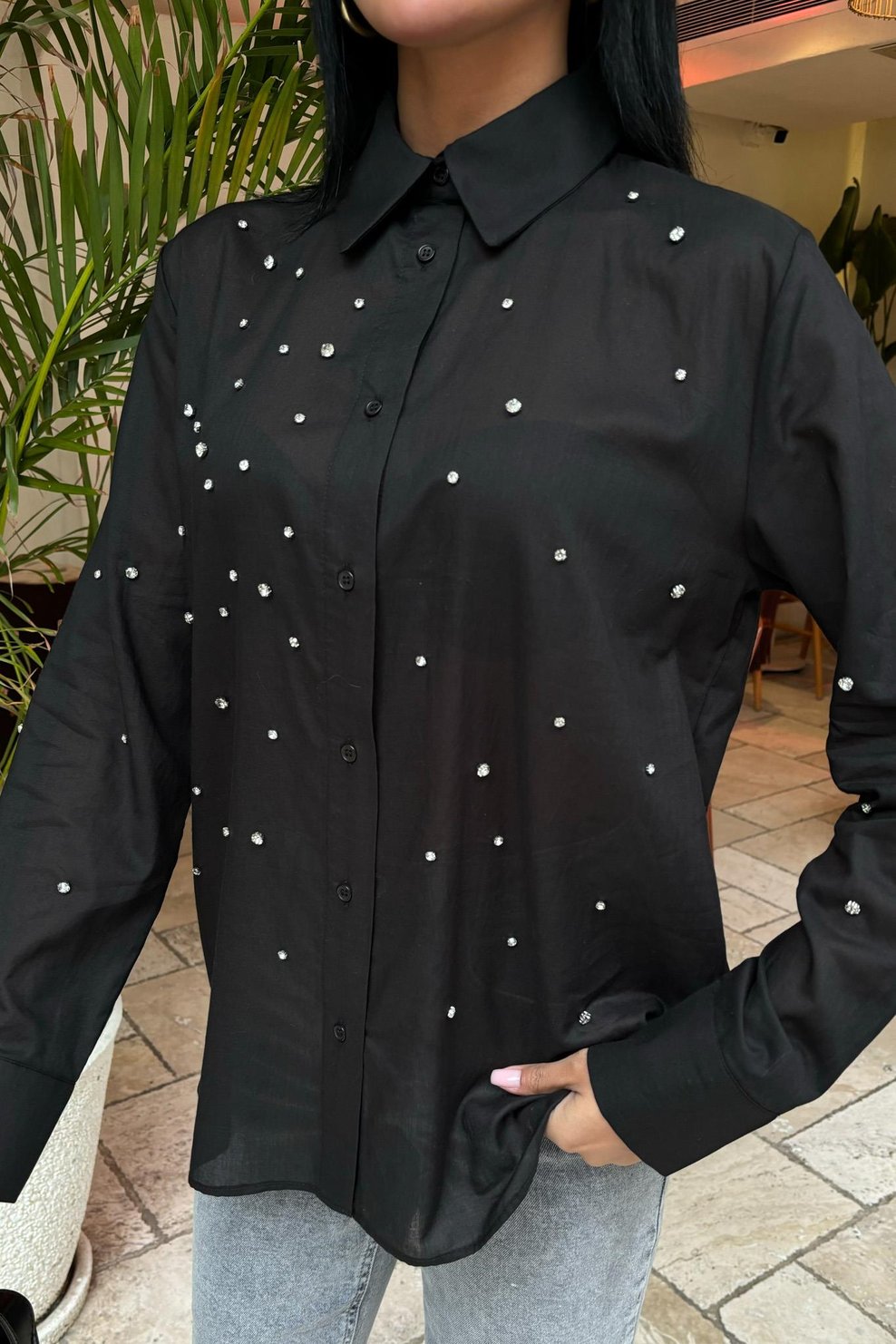 Stone-Padded Voile Shirt