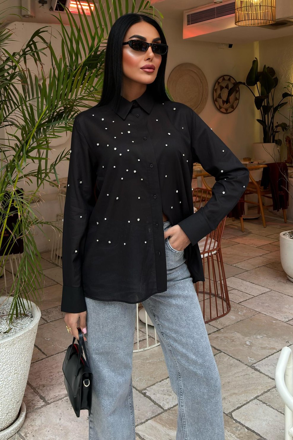 Stone-Padded Voile Shirt