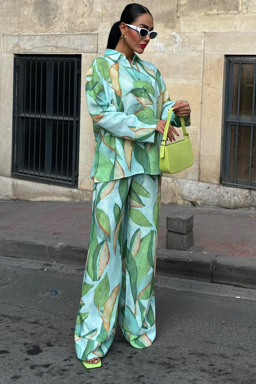 Leaf Patterned Linen Suit