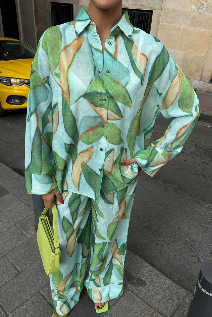Leaf Patterned Linen Suit
