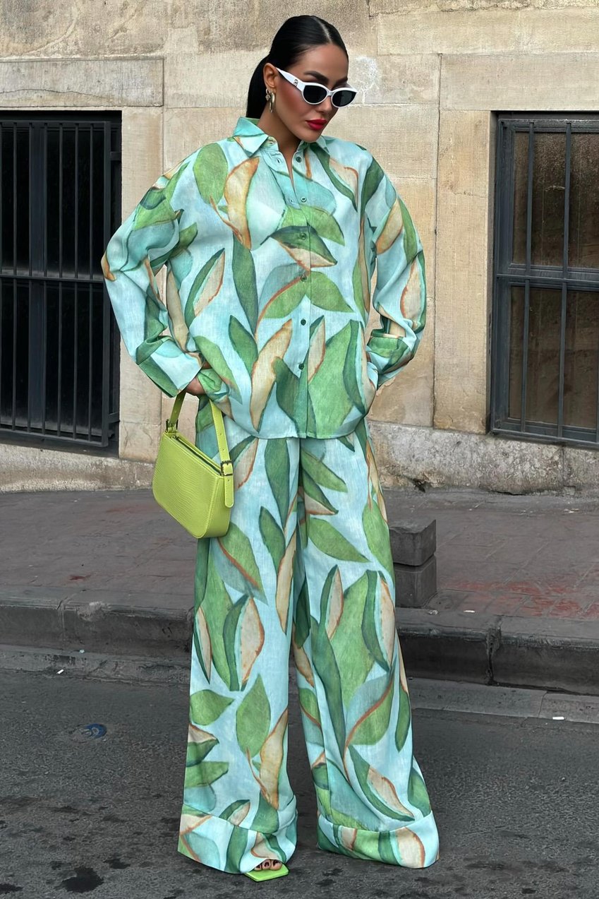 Leaf Patterned Linen Suit
