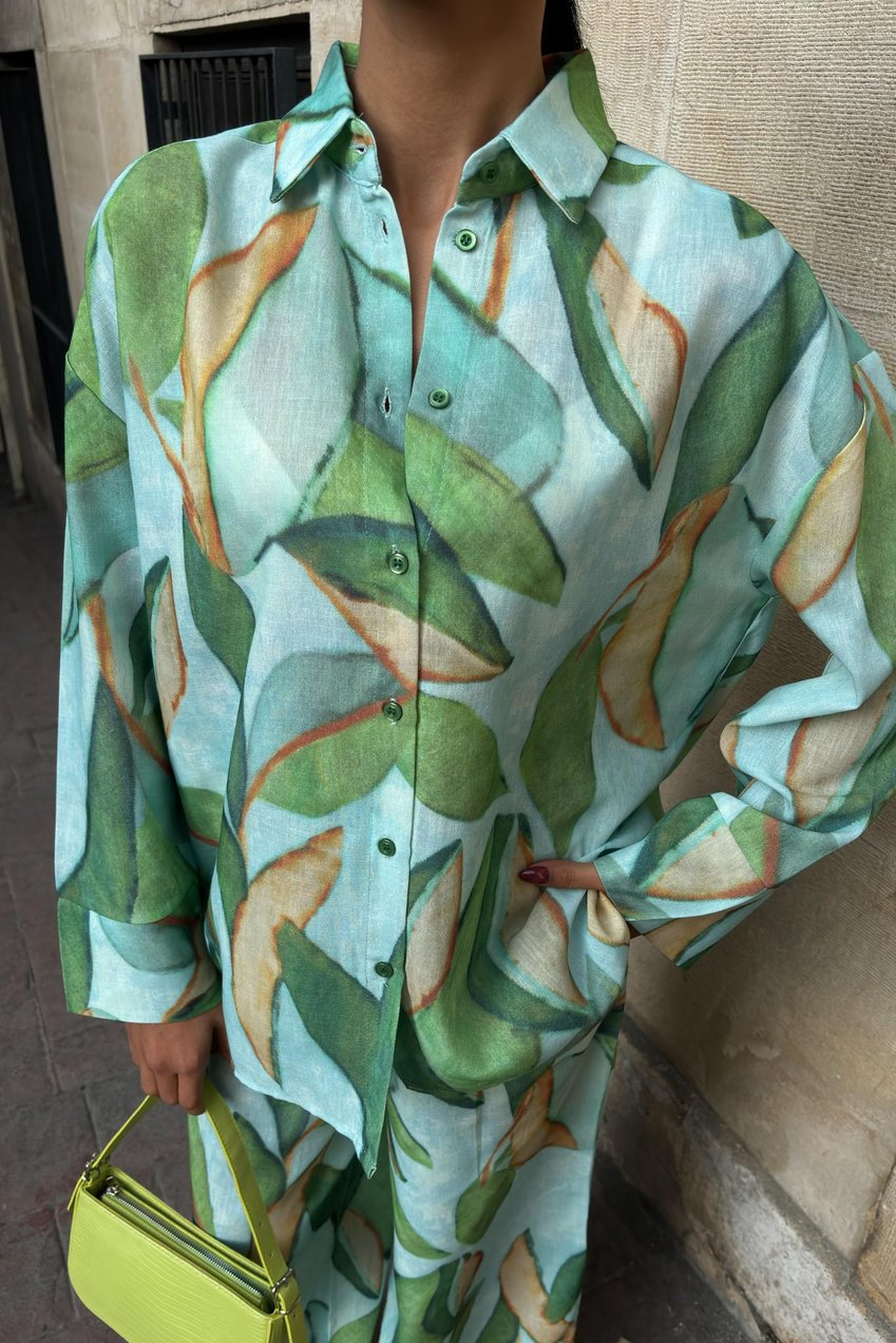 Leaf Patterned Linen Suit