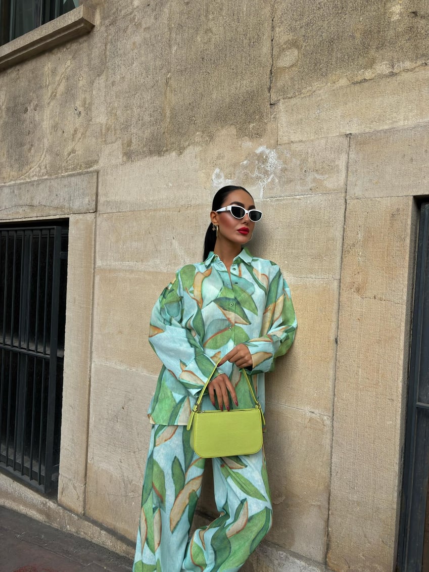 Leaf Patterned Linen Suit