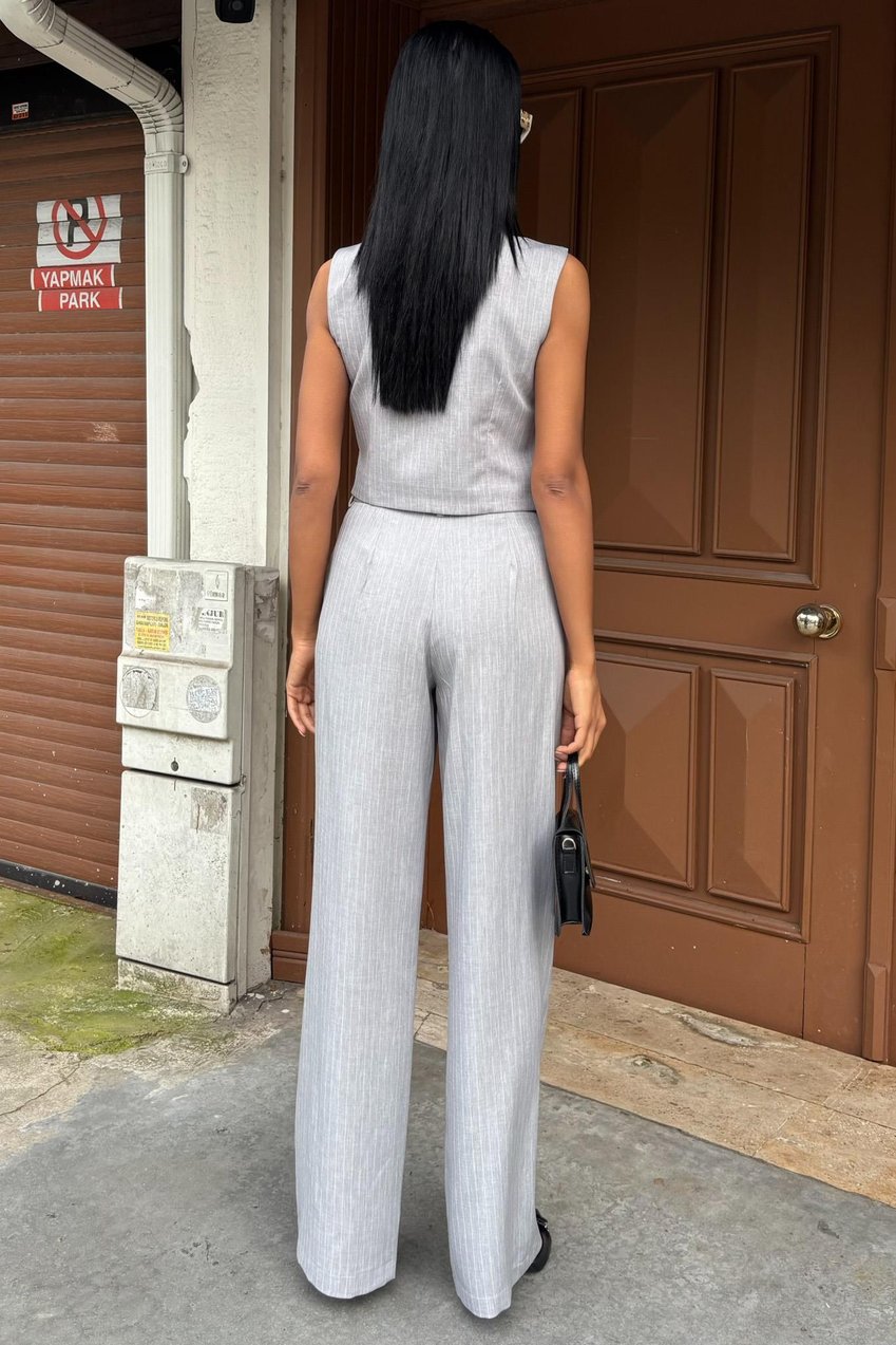 Vest Cross Detail Buttoned Pocket Vest Suit silver