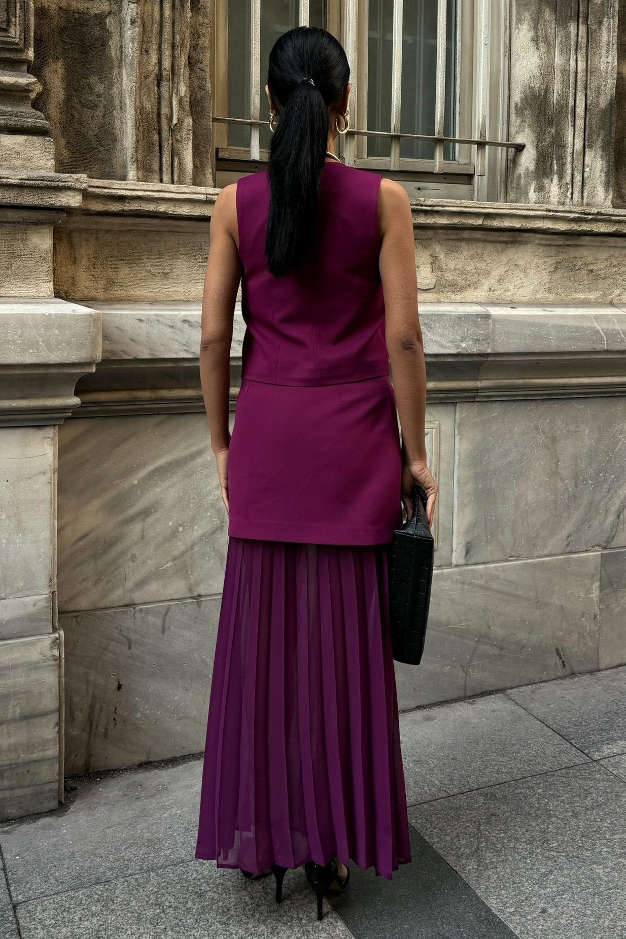 Premium Suit with Vest and Pleated Skirt